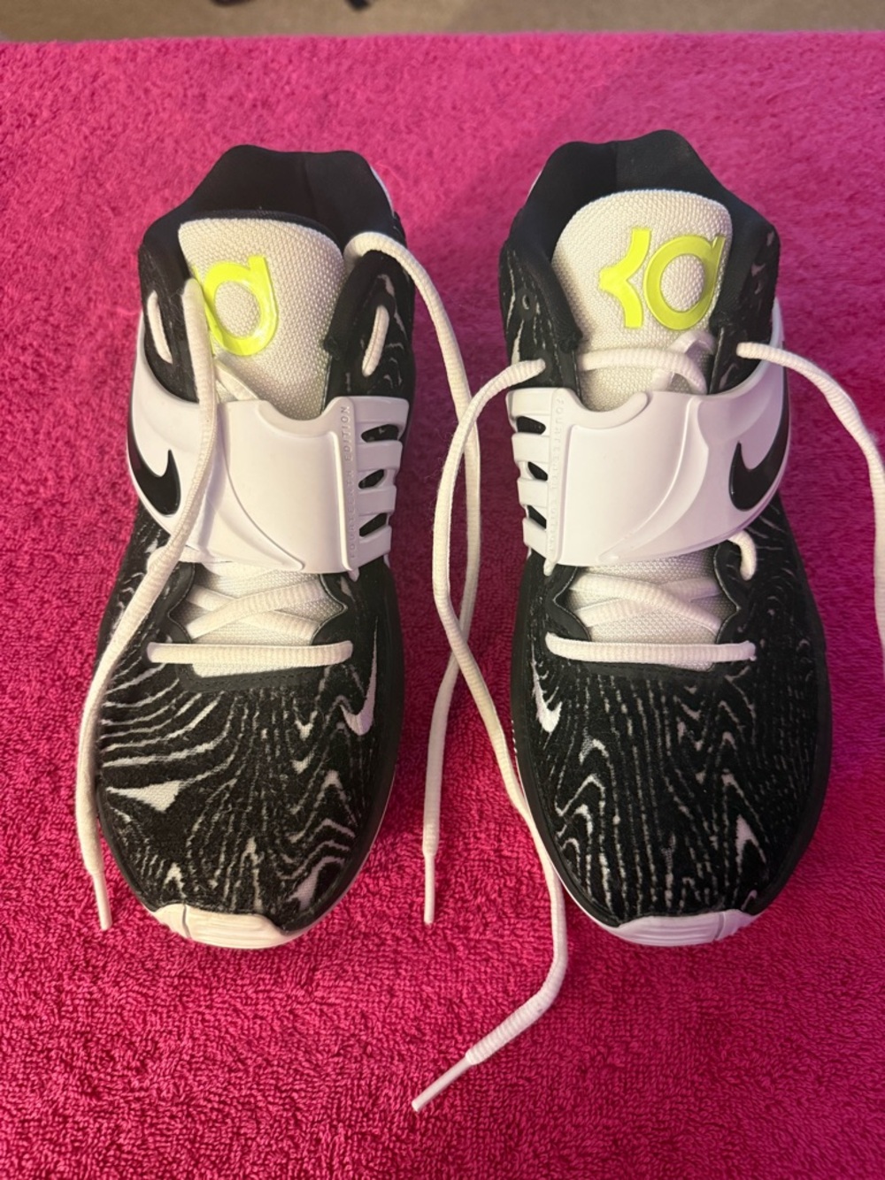 Nike Black White Basketball Sneakers with Neon Yellow KD Logo